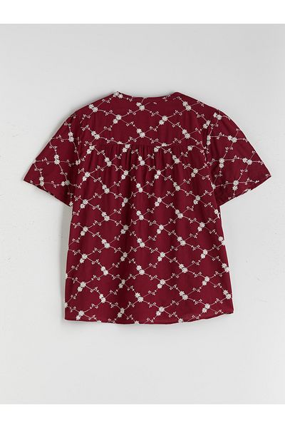 LC Waikiki Floral Embroidered Blouse with Peaked Collar