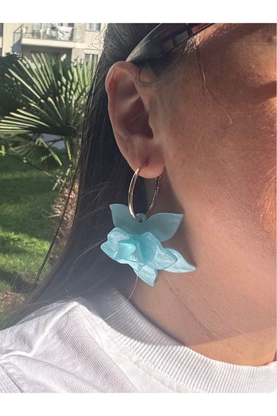 bijuxbymrv Dangle Flower Hoop Earrings