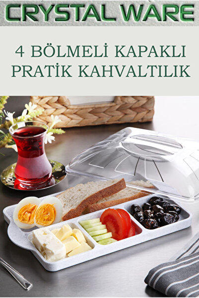 Crystal Ware Kapaklı Bölmeli Pratik Kahvaltılık F225