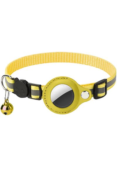 NO BRAND Adjustable cat collar, anti-lost, traceable, reflective, with bell, yellow