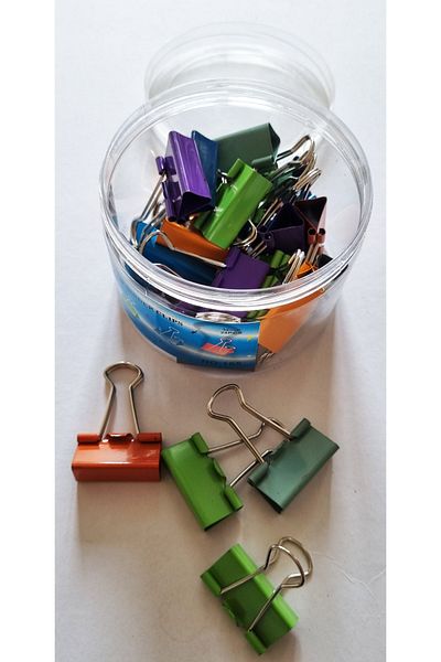Modellino 24 Binder Clips 32mm Colorful Metal Clamp Peg Clips