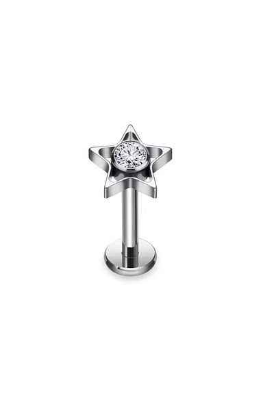 Janset F136 Titanium Star Model Zircon Stone Tragus Piercing - Helix Piercing