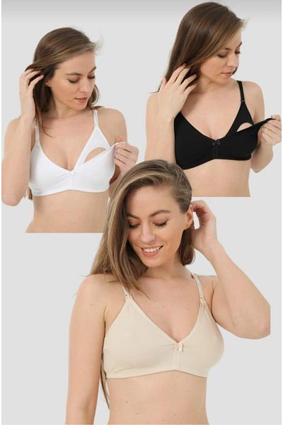 Liza Liza Women's Combed Breastfeeding Bra 3 Pieces