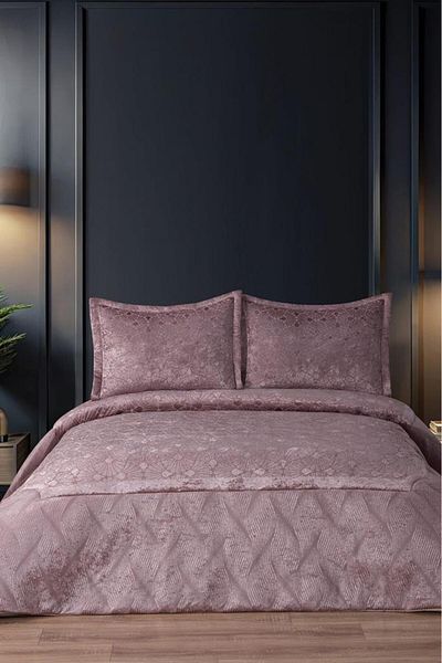 Çeyiz Diyarı Freya Fiber Filled Double 250X255 cm Bedspread Dusty Rose