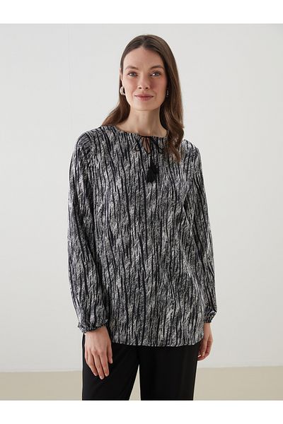 LC Waikiki Tie Collar Patterned Women's Blouse