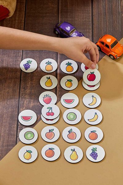 TOTTERİQ Totteriq Kids 24 Piece Fruit Themed Wooden Memory Game |   Educational Matching Game