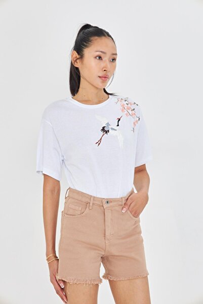 TIFFANY&TOMATO Kuş Nakışlı Süprem T-Shirt