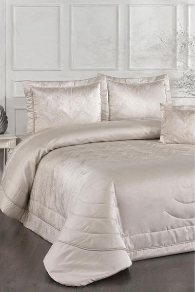 Çeyiz Diyarı Inferno Fiber Filled Double 250X255 cm Bedspread Ecru