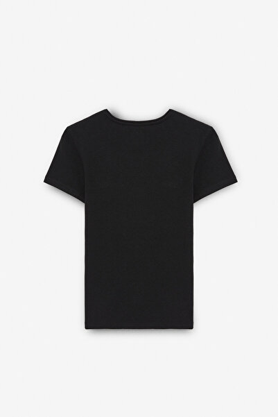 GRIMELANGE Tarelia Women's Crew Neck Short Sleeve Slim Black T-Shirt