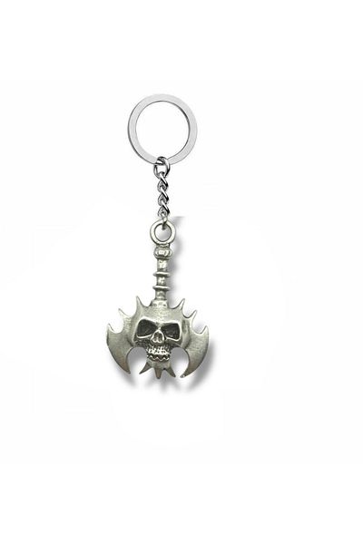 Herşey Nota Metal Keychain with Skull and Axe Figure – Symbol of Power and Nobility