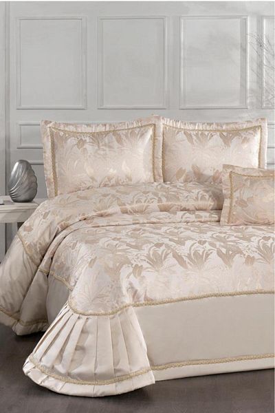 Çeyiz Diyarı Harris Fiber Filled Double 250X255 cm Bedspread Cream