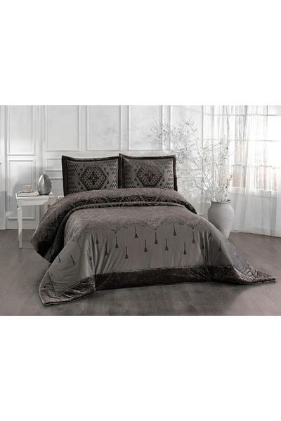 Çeyiz Diyarı Coral Fiber Filled Double Size 250X255 cm Bedspread Anthracite