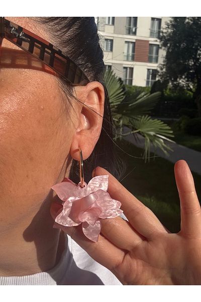 bijuxbymrv Dangle Flower Hoop Earrings