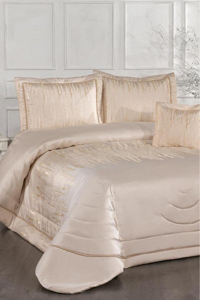 Çeyiz Diyarı Reyes Fiber Filled Double 250X255 cm Bedspread Cream