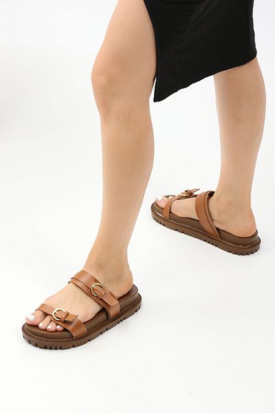 Peta Women's Double Buckle Comfortable Sole Slippers
