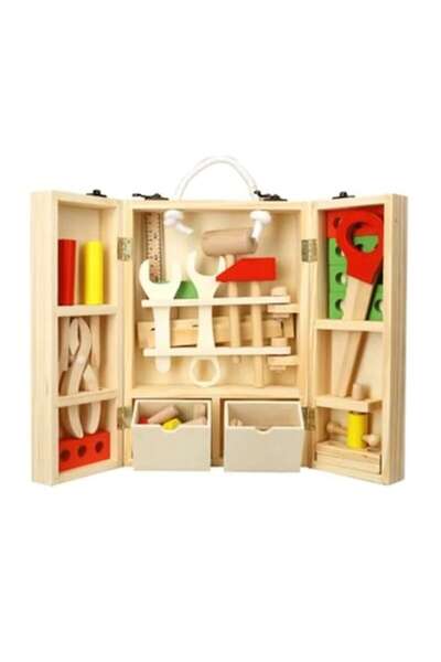 ideal STORE Set de scule, FamousKids®, 40 de scule din lemn, Montessori
