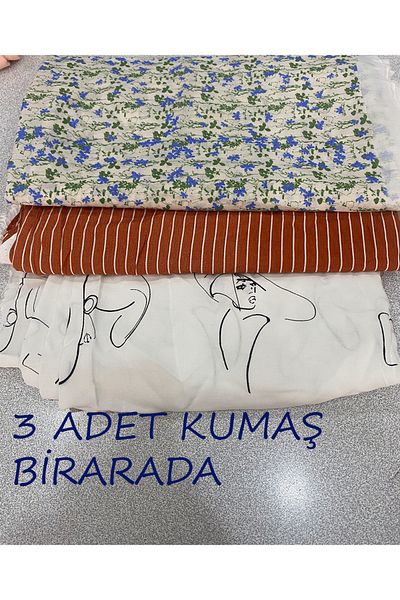 turkanlarhome Viscose Piece Fabrics 1 Meter (3 Colors Sold Together)