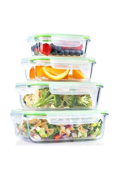Alpina Glass food container with lid, set of 8 pieces