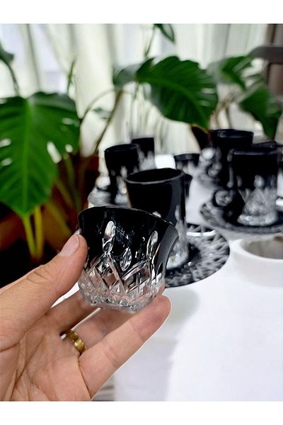 AYZ HOME Cut Crystal Glass Tea and Mirra Set - Arabic Coffee Set Tea Set 18 Pieces for 6 People