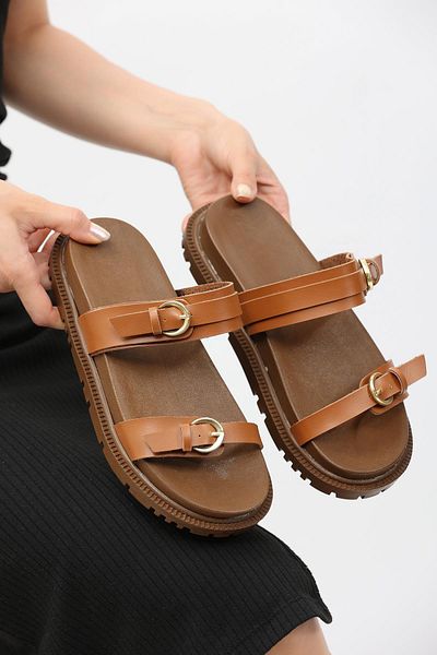 Peta Women's Double Buckle Comfortable Sole Slippers