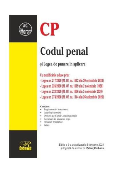 Editura Rosetti Codul penal si Legea de punere in aplicare. Editia