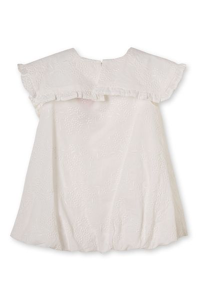 Patique Kids White Brode Pattern Bow Collar Sleeveless Cotton Girl Dress