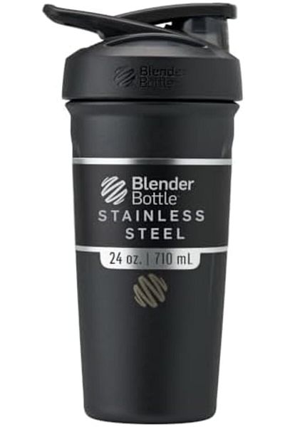 Blender Bottle Strada Insulated Shaker with Locking Lid, 24-Ounce, Black