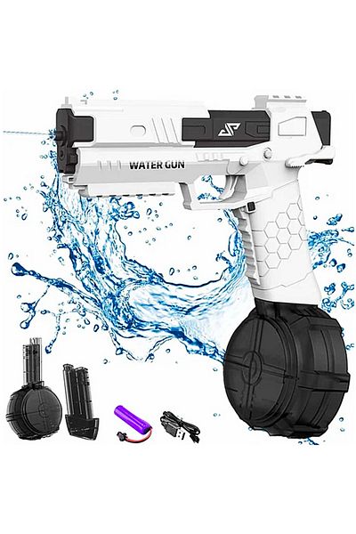 SprintMag Pistol cu Apa Automat cu 2 Incarcatoare Jet Continuu Tragere 10m Cu Acumulator 3.7V Alb/Negru