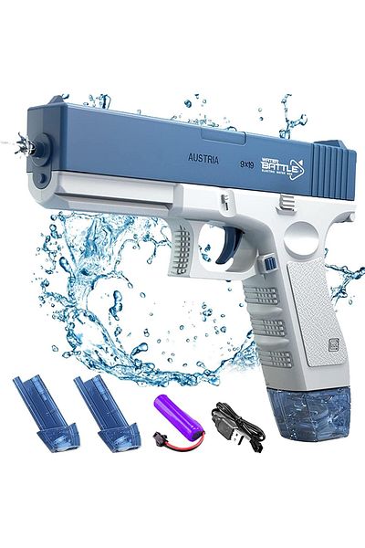 SprintMag Glock 18 Automatic Water Pistol Glock 18 with 2 Magazines Continuous Jet 10m 10m Shot 3.7V Battery Blue