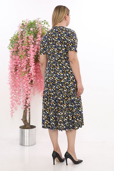 STELLETO Button Collar Double Ruffle Pockets Plus Size Summer Modal Dress