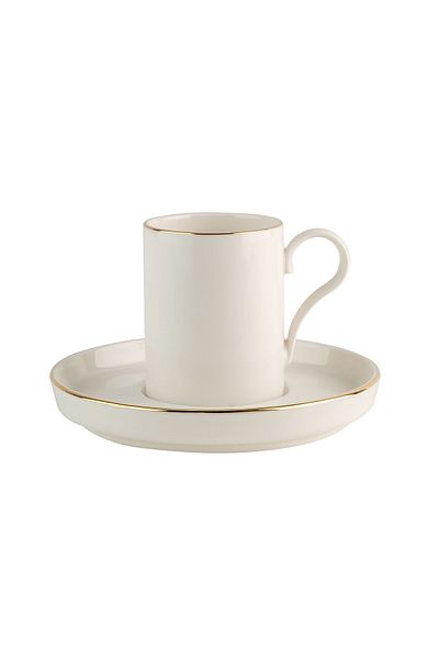Kütahya Porcelain Bone Desire 12Pcs Coffee Set for 6 People with Gold Mesh