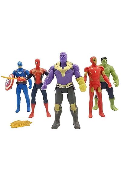 Rally Avenger Toy Figures Set Hulk Captain-America Thanos Iron-Man Spider-Man Pack Of 6 Small Action Figur