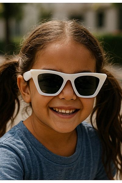 Lexi Bella Kids Sunglasses White Slanting Frame Uv 400 Protection Ce Certificated Children Sunglasses