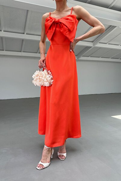 mylove Pretty Orange Satin Dress Orange