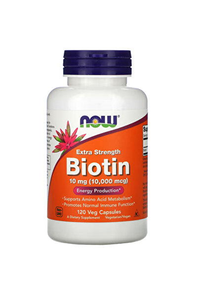 Now Foods البيوتين فائق القوة، 10 ملغ (10000 ميكروغرام)، 120 كبسولة نباتية
