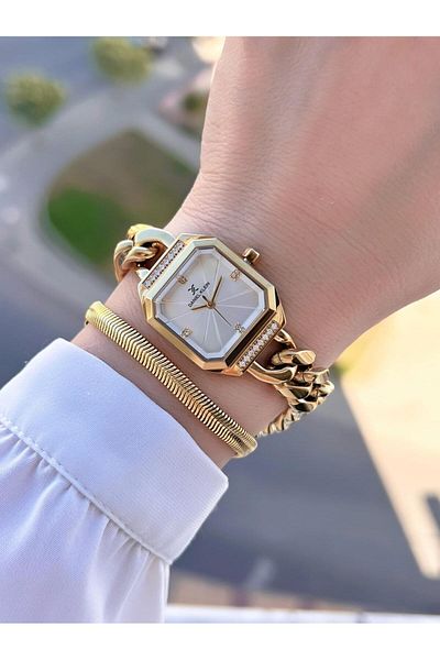 Daniel Klein Sports Chain Cord Cornered Series 2 Years Warranty Women's Wrist Watch+Bracelet 10836.2