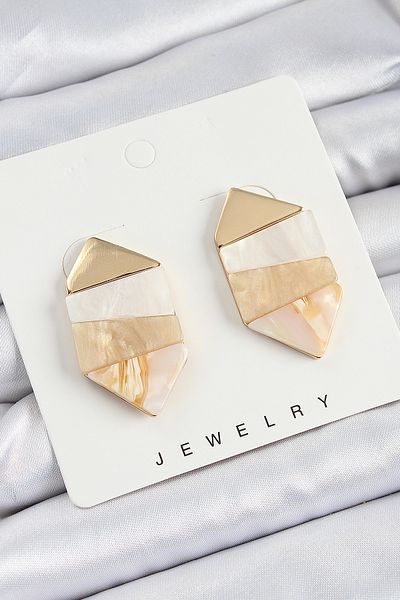 SeyCey.co Brass Marble Pattern Vintage Geometric Model Gold Color Women's Earrings