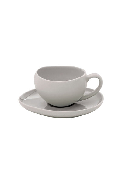 EasyLife Organica Dishwasher Safe Stoneware Ceramics Cup and Saucer Set 90 ml
