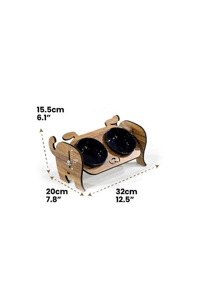 GOBYPET Wooden Dog Food Ceramic Water Bowl Stand, Dog Food Bowl, Gift Cat-Dog Carpet