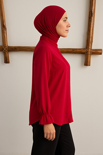 WİSHTEX WİSH - HAKİM YAKA KOLU LASTİKLİ DUBAİ BLUZ