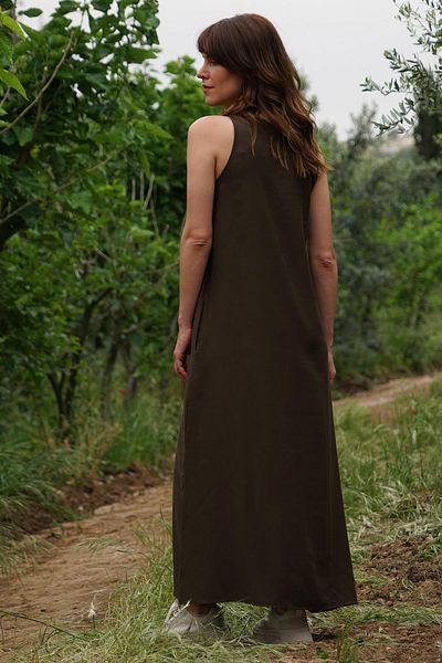 Defne&Apollon İpekçilik Luna Bold – Thick Strap Dress – Brown