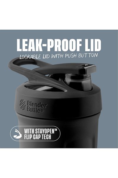 Blender Bottle Strada Insulated Shaker with Locking Lid, 24-Ounce, Black
