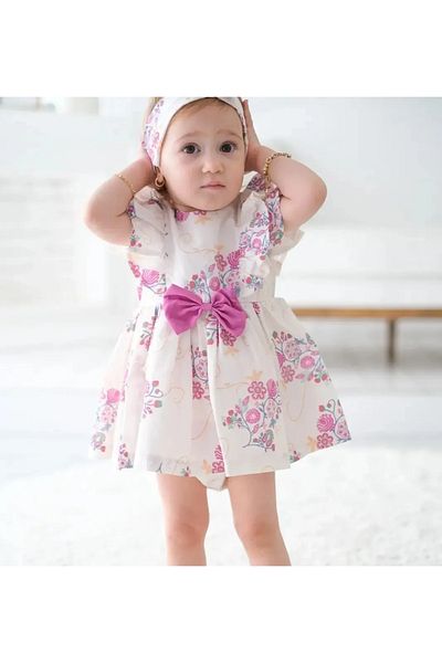 aysskids Kelly Floral Patterned Baby Girl Romper