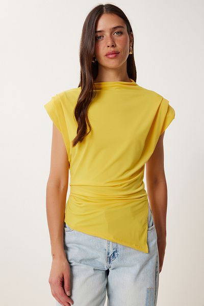 Lovelyİstanbul Padded Asymmetrical Sandy Blouse Mustard Lff0031