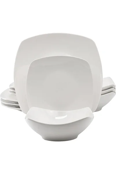 Gibson 12-Piece Everyday Square Fine Ceramic Dinnerware Set