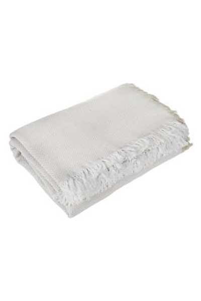 OEM Decorative Throw Ecru with White and Ecru Fringes for Two-Seater Sofa 230 x 180 cm