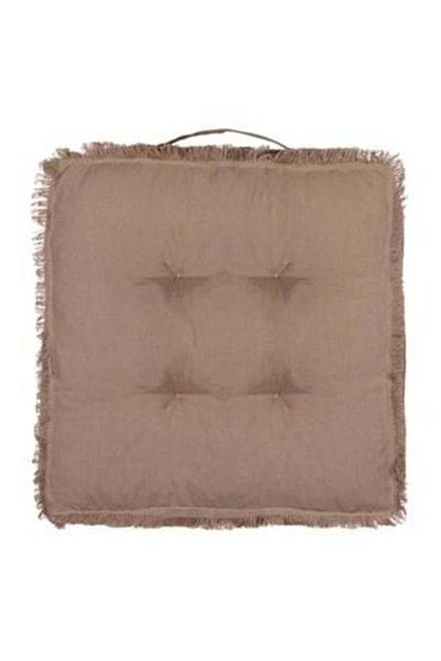 OEM Cotton Floor Pillow Brown with Tassels 60 x 60 cm