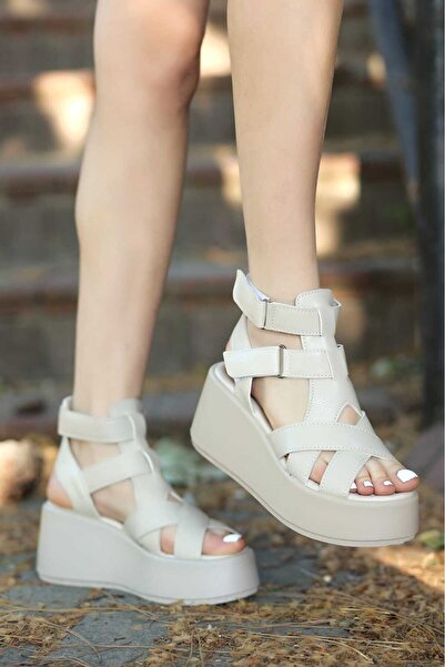 LEYDİ SHOES LILI BEŽ ŽENSKE SANDALE SA PRUGASTIM ĐONOVIMA