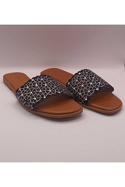 İDOL SHOES Genuine Leather Stone Slippers