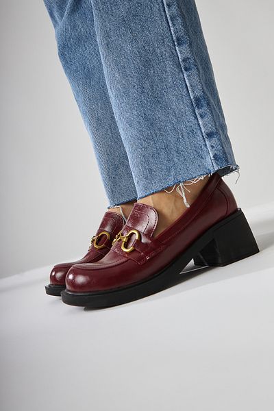 Limoya Berita Burgundy Thick Heeled Women's Shoes